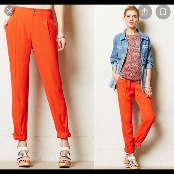 Anthropologie elevenses orange/red pants - Picture 1 of 2